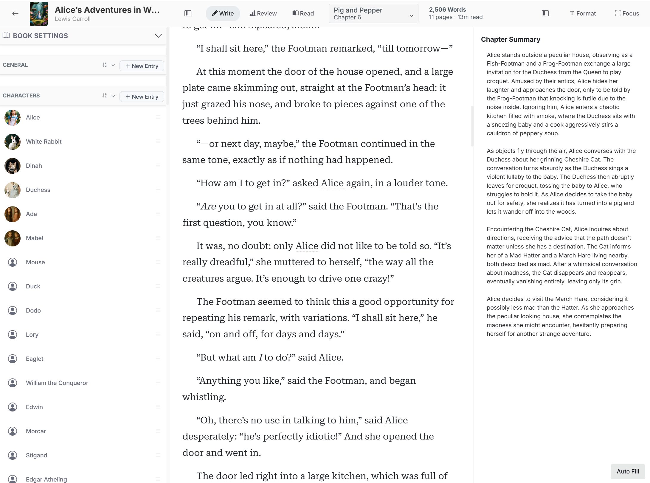 BookCoverZone Writer manuscript editor with chapters, prose, story details, and codex entries visible together