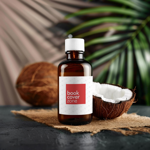 Amber Bottle Mockup with Summer Background