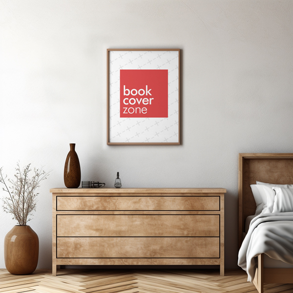 Wooden Frame Poster Mockup in Modern Bedroom