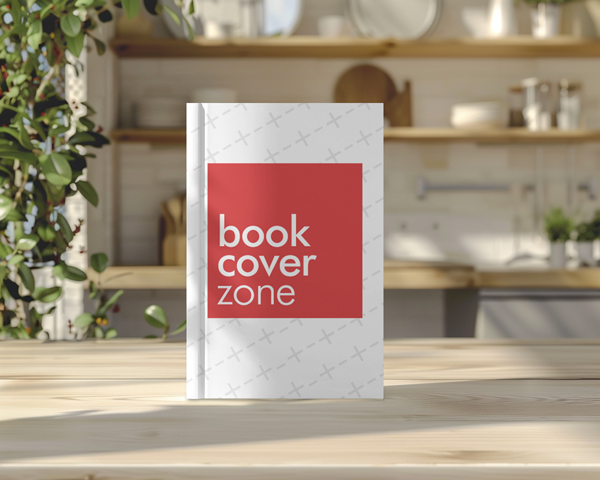 Book Cover Mockup on Wooden Table