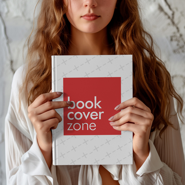 Book Cover Mockup Held by Woman Writer