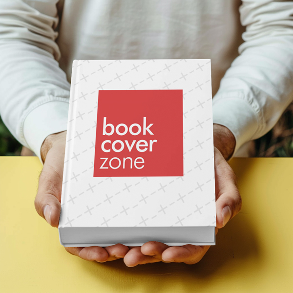 Book Cover Mockup Held by Man's Hand