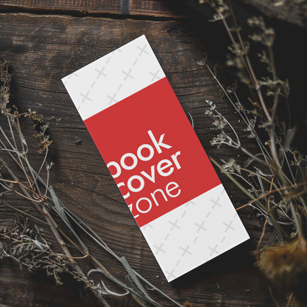Bookmark Mockup on Wooden Background