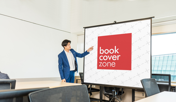 Company Worker Giving Presentation Mockup