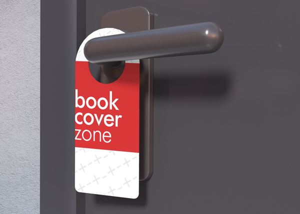 Door Hanger Mockup on Metal Door Handle