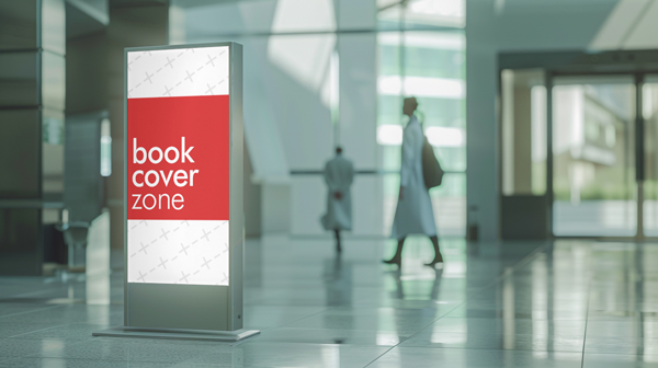 Digital Information Billboard Mockup in Hospital and Pharma