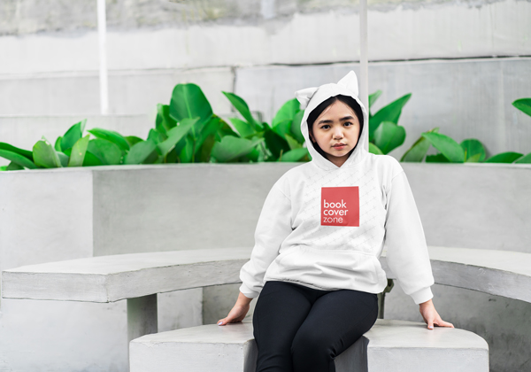 Female Model in Pointy Ear Hoodie Mockup