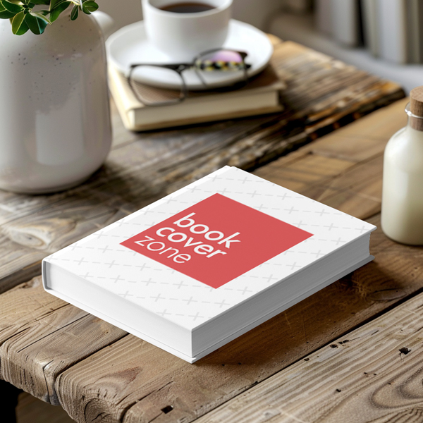 Hardcover Book Mockup on Wooden Table