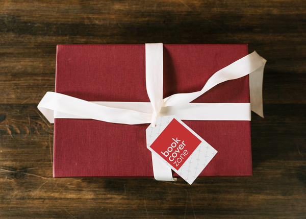 Gift Tag PSD Mockup with Red Box and White Ribbon
