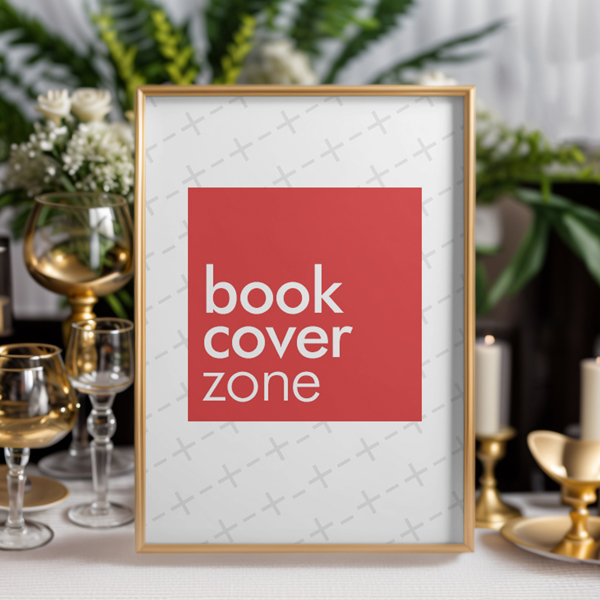 Golden Framed Wedding Reception Welcome Sign Mockup
