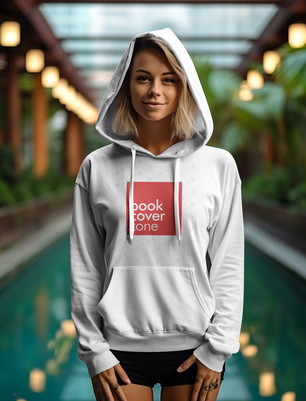 Hoodie Design Mockup with Teenage Girl