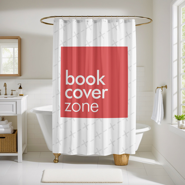 Minimal Shower Curtain Mockup for Summer Vacation