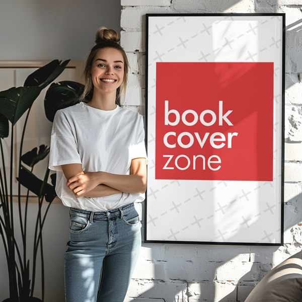 Painting Frame Mockup with Smiling Woman