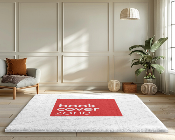 Rectangular Rug Mockup in Modern Living Room