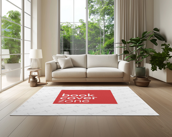 Rectangular Rug Mockup in Modern Living Room