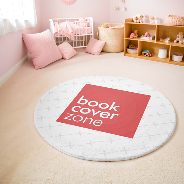 Round Pink Rug Mockup for Kids' Playroom