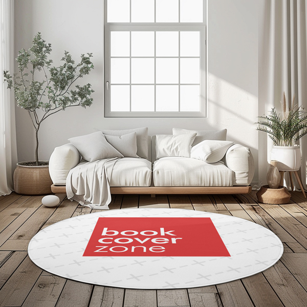 Round Rug PSD Mockup on Wooden Floor