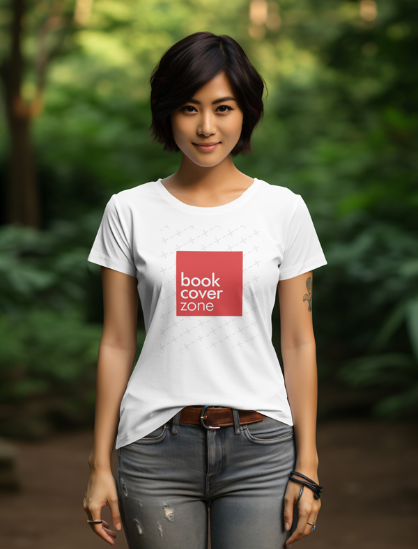Short Haired Asian Model T-Shirt Mockup