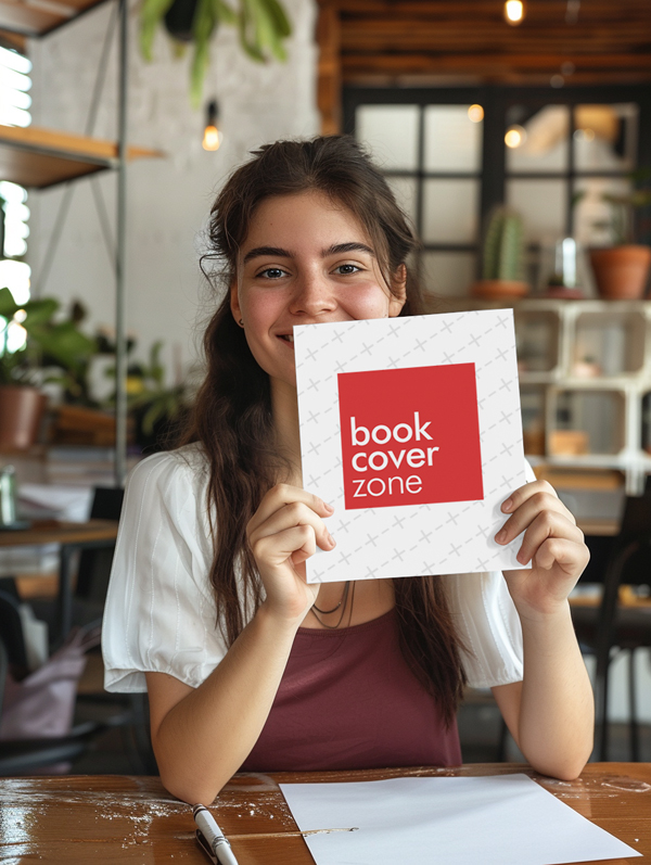 Smiling Woman Holding Blank Sign Mockup