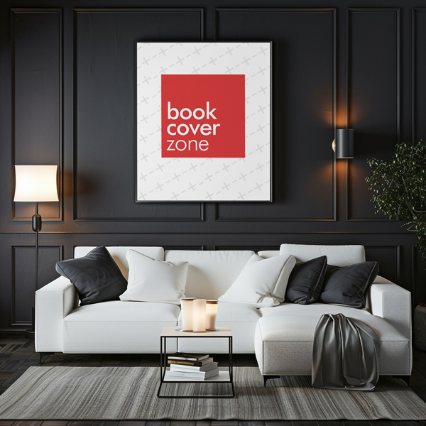 White Painting Frame Mockup in Modern Living Room