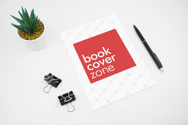 A5 Paper Mockup on Office Desk