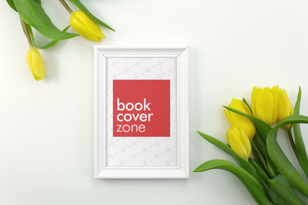 Blank White Picture Frame with Decorative Flowers