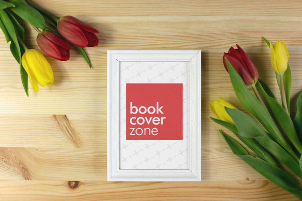 Blank White Picture Frame with Flowers