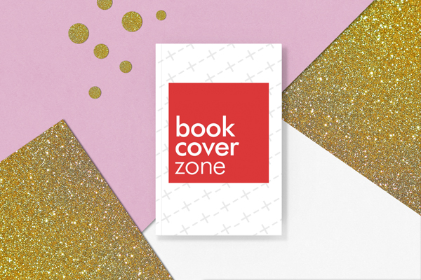 Book Cover Mockup on Colorful Glitter Background