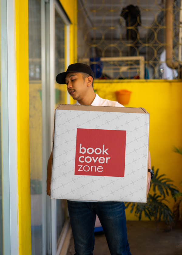 Box Mockup with Big Box in Front of a Door