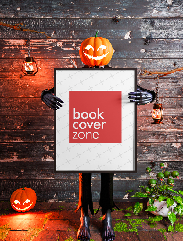 Canvas Mockup Featuring a Pumpkin Man