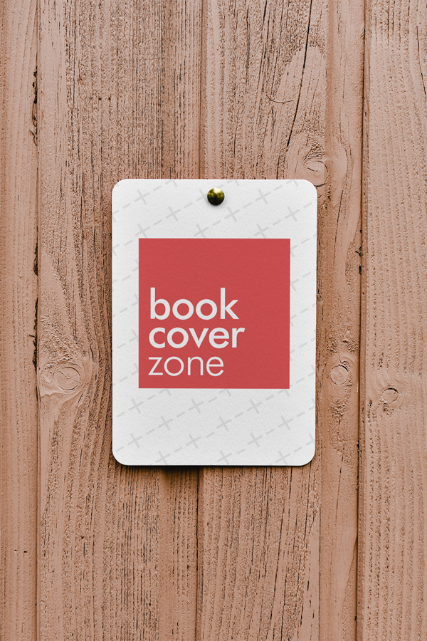 Card Hanging on Wooden Wall Mockup