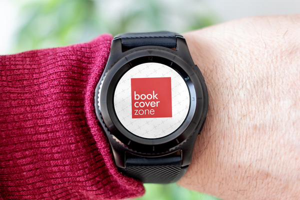 Close-up Mockup of Round Smartwatch Screen