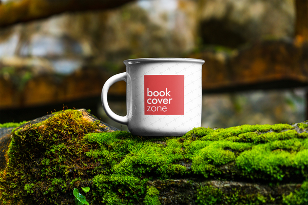 Enamel Mug Mockup on Mossy Rock