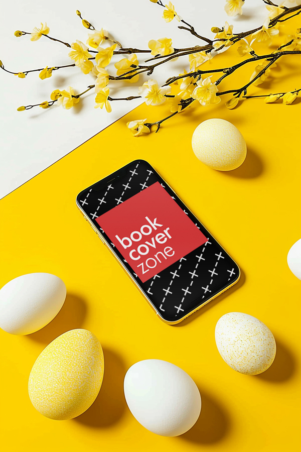 iPhone Screen Mockup with Easter Egg Theme