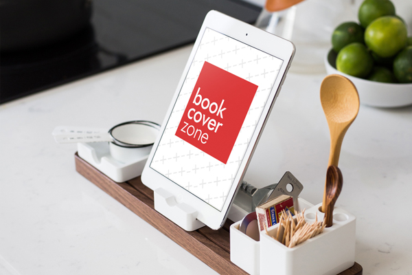 iPad in Kitchen with Food and Cooking