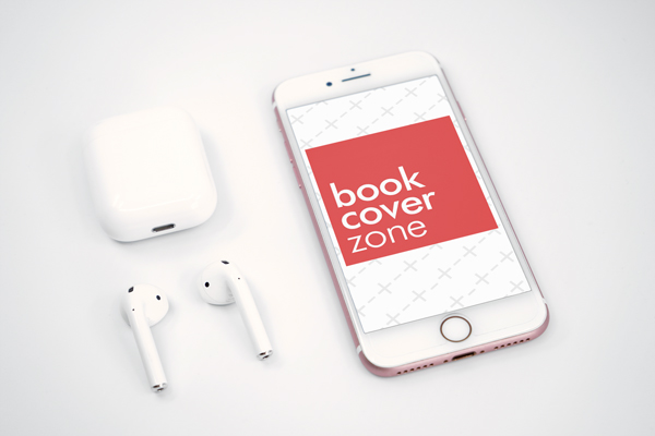 iPhone and AirPods on White Background