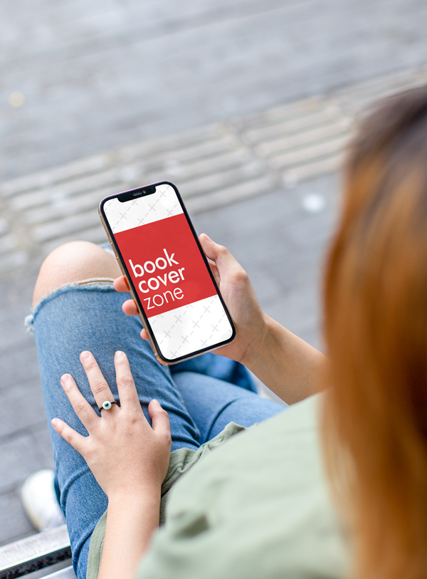 iPhone Mockup with Sitting Woman