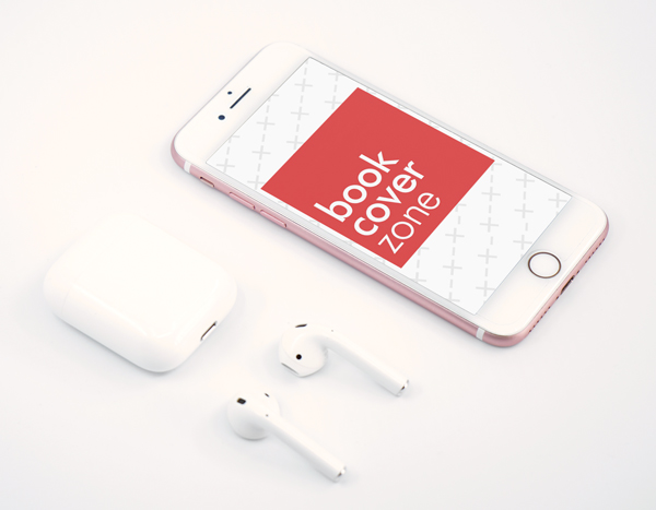iPhone Next to AirPods Mockup
