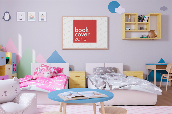 Landscape Canvas in Kids Bedroom Mockup