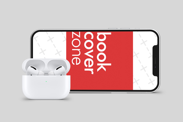 Landscape iPhone 12 Mockup with AirPods Pro