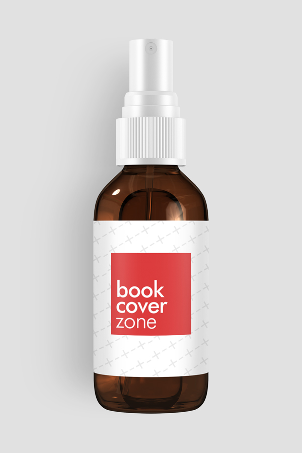 3D Mockup of Lying Amber Glass Spray Bottle