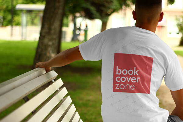 Man Sitting on Bench T-Shirt Mockup