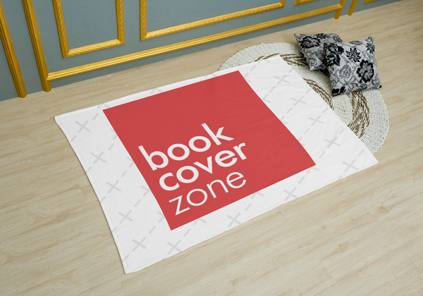 Mockup of a Blanket on Wooden Flooring