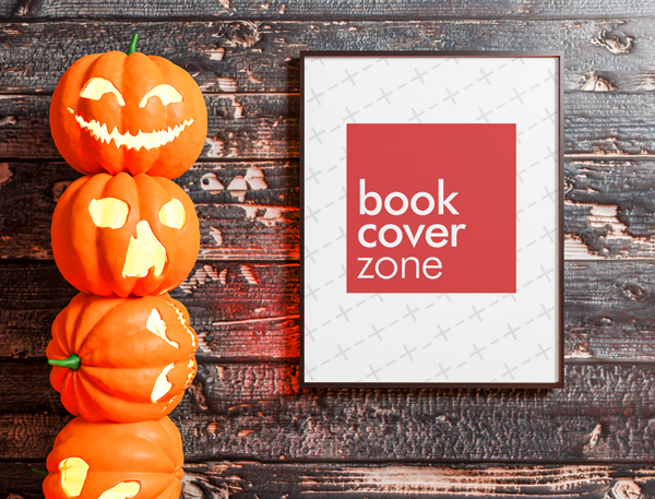 Canvas Mockup with Scary Pumpkins
