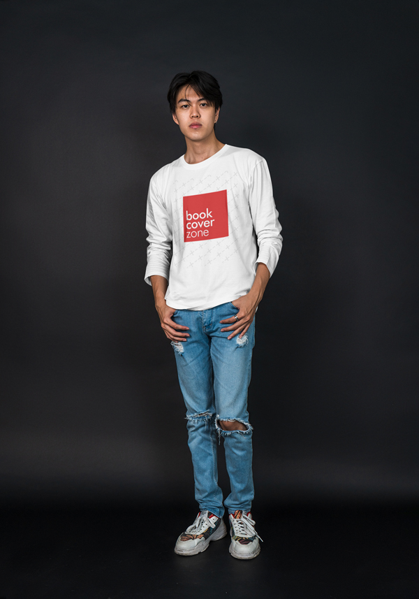 Mockup of a Man Wearing a Long Sleeve Shirt