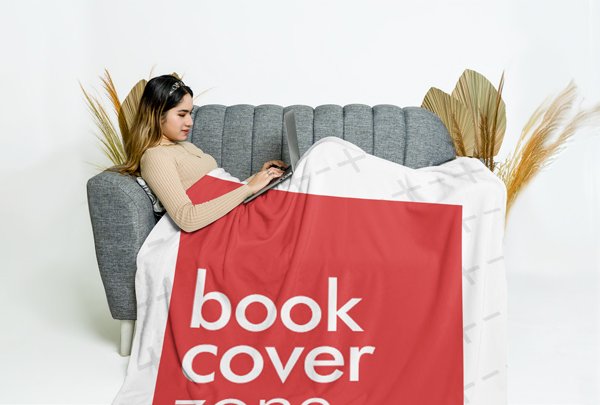 Relaxing Young Woman with Blanket Mockup