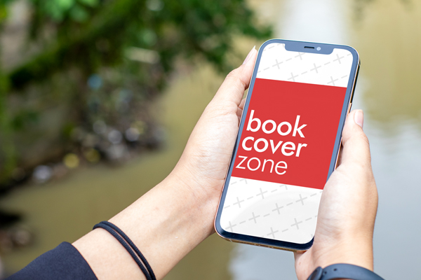 iPhone Mockup with Woman and Polluted River Background