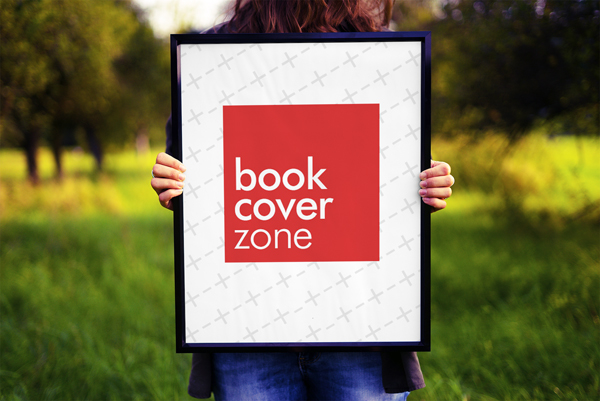 Mockup of Woman Holding Photo Frame Outdoors