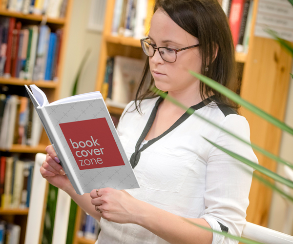 Woman Reading a Book in Magazine Mockup