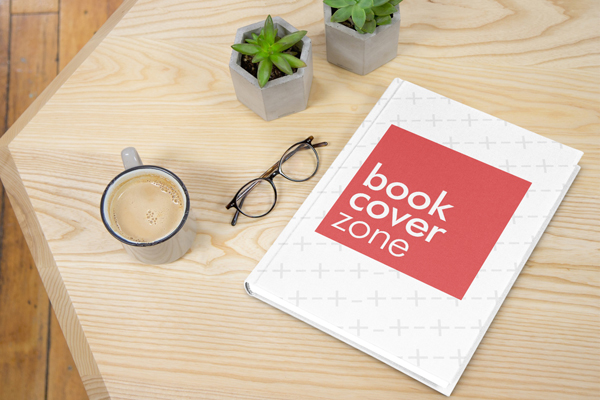 Hardcover Book Mockup on Wood Desk
